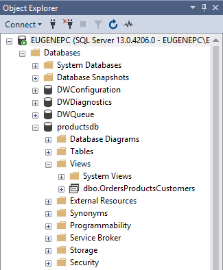 Views in SQL Server Management Studio